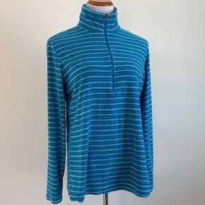 Columbia Blue Striped Women's zip up thin fleece